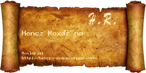 Hencz Roxána névjegykártya