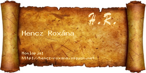 Hencz Roxána névjegykártya
